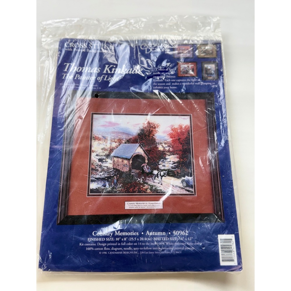 Vintage Thomas Kinkade Country Memories Autumn Counted Cross Stitch Kit